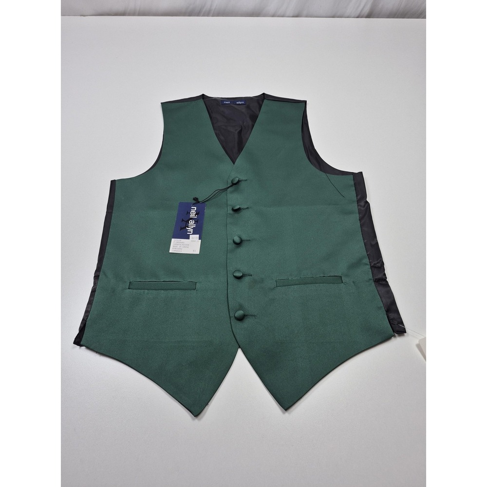 Neil Allyn Tuxedo Suit Vest Mens XS Green 100% Polyester Formal Wedding